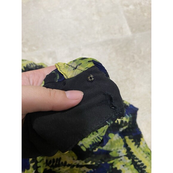 Etcetera Women’s 12 Yellow And Blue Floral Sleeveless Blouse Ruffle - Picture 12 of 12